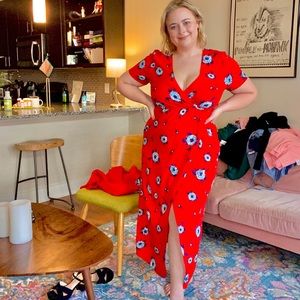 Flirty Floral Wrap Dress with Slit